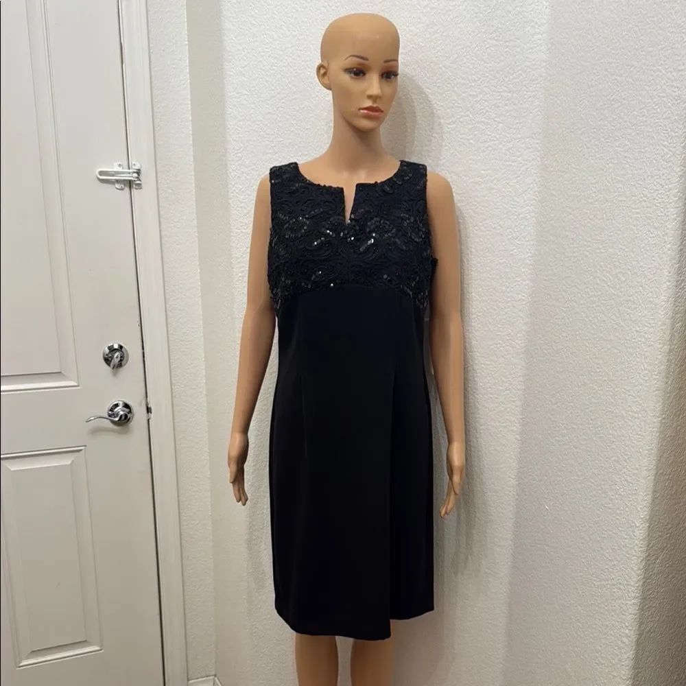 Bob Mackie Black Midi Dress Size 10 Sequins VNeck Sleeveless Timeless Elegance